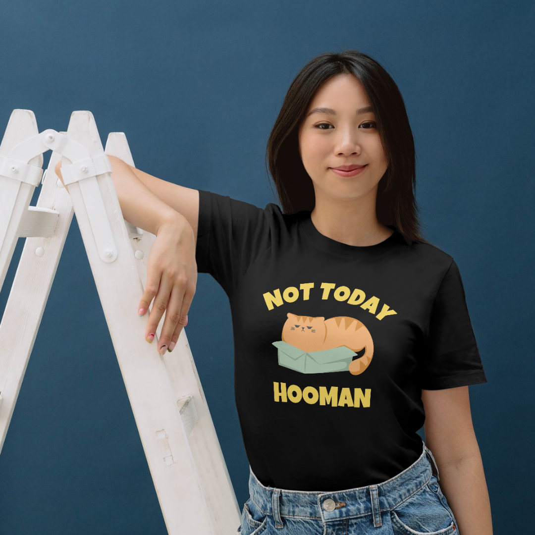 “Not Today Hooman” – Unisex Oversized Cotton T-Shirt