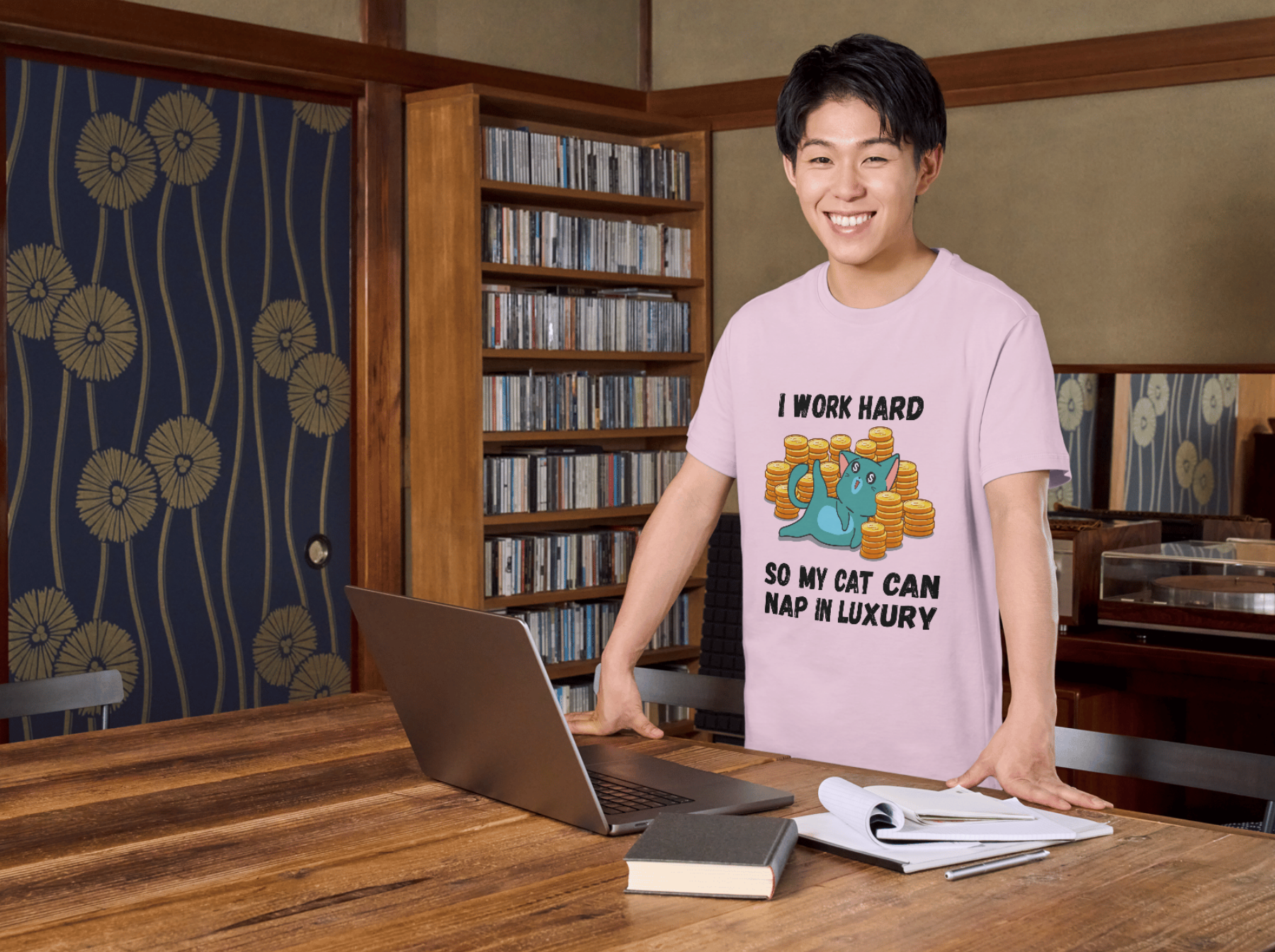 "Cat Luxury Quote" – Unisex Oversized T-Shirt (100% Cotton)