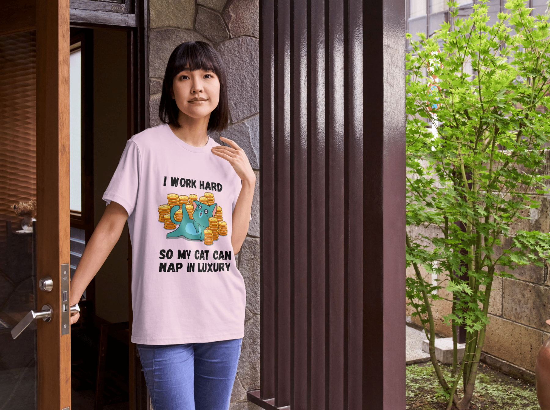 "Cat Luxury Quote" – Unisex Oversized T-Shirt (100% Cotton)